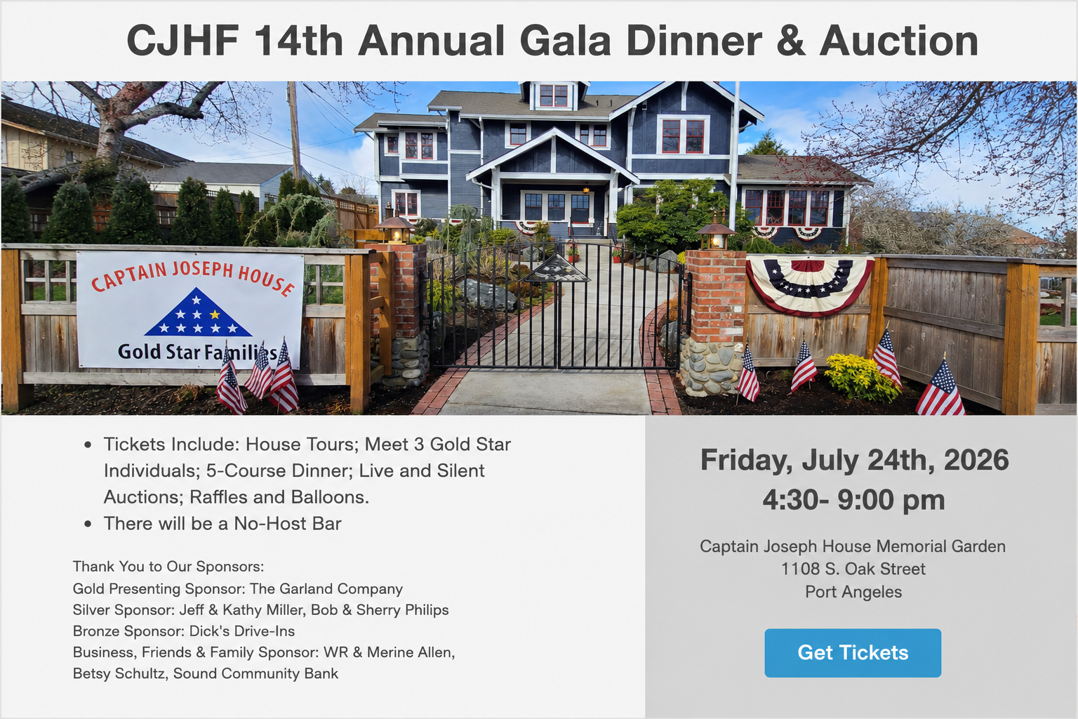 14th annual Gala Dinner & Auction supporting the Captain Joseph House Foundation